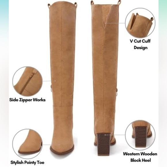 New Over the Knee Chunky Heel Boots - Picture 5 of 12